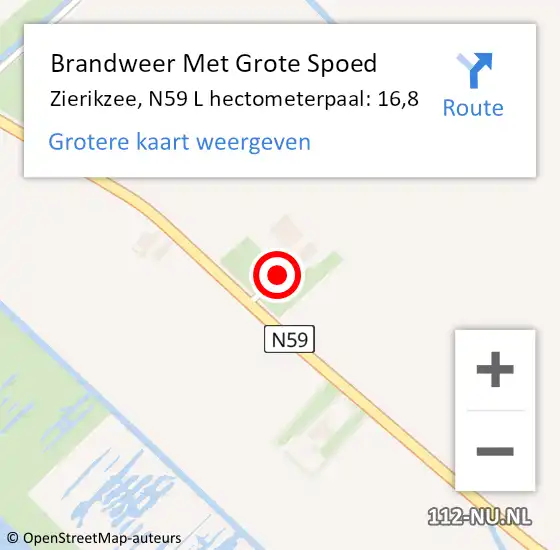 Locatie op kaart van de 112 melding: Brandweer Met Grote Spoed Naar Zierikzee, N59 L hectometerpaal: 16,8 op 26 december 2017 14:27