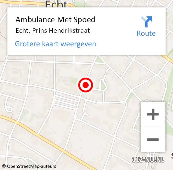 Locatie op kaart van de 112 melding: Ambulance Met Spoed Naar Echt, Prins Hendrikstraat op 26 december 2017 14:54