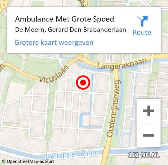 Locatie op kaart van de 112 melding: Ambulance Met Grote Spoed Naar De Meern, Gerard Den Brabanderlaan op 26 december 2017 15:35