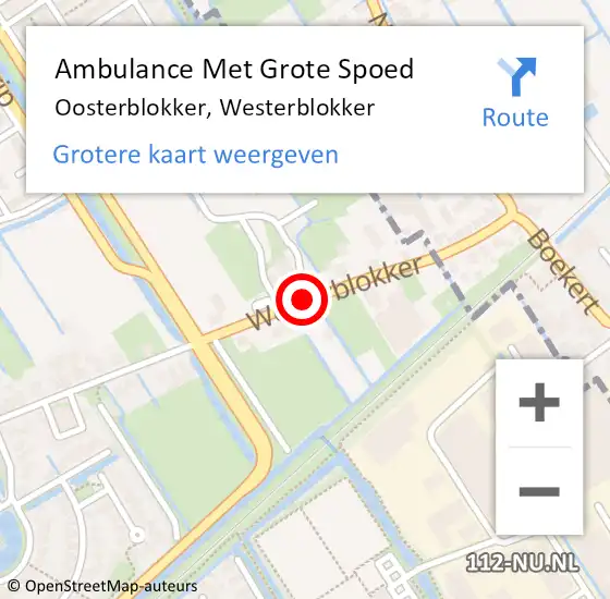 Locatie op kaart van de 112 melding: Ambulance Met Grote Spoed Naar Oosterblokker, Westerblokker op 26 december 2017 15:51