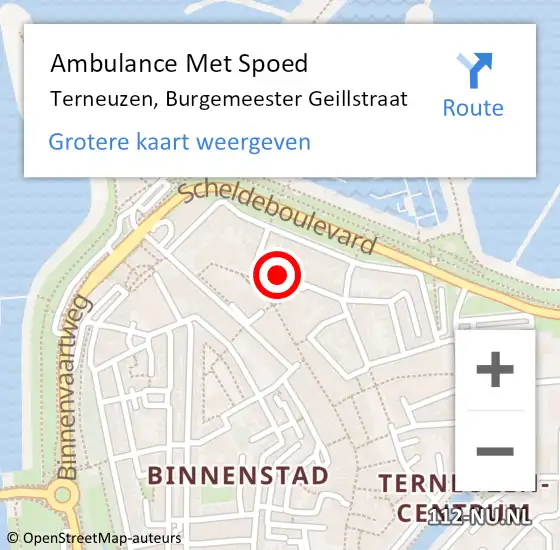 Locatie op kaart van de 112 melding: Ambulance Met Spoed Naar Terneuzen, Burgemeester Geillstraat op 26 december 2017 16:36