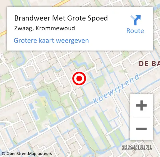 Locatie op kaart van de 112 melding: Brandweer Met Grote Spoed Naar Zwaag, Krommewoud op 26 december 2017 16:48