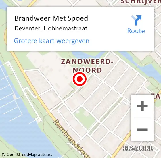 Locatie op kaart van de 112 melding: Brandweer Met Spoed Naar Deventer, Hobbemastraat op 26 december 2017 17:52