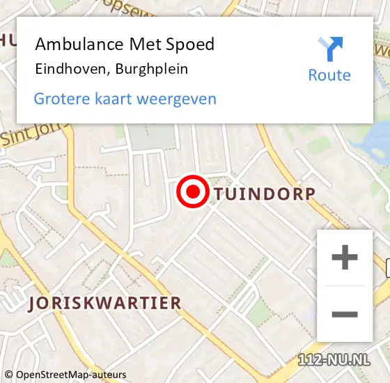 Locatie op kaart van de 112 melding: Ambulance Met Spoed Naar Eindhoven, Burghplein op 26 december 2017 18:22