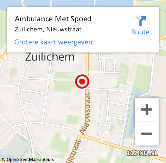 Locatie op kaart van de 112 melding: Ambulance Met Spoed Naar Zuilichem, Nieuwstraat op 26 december 2017 18:54