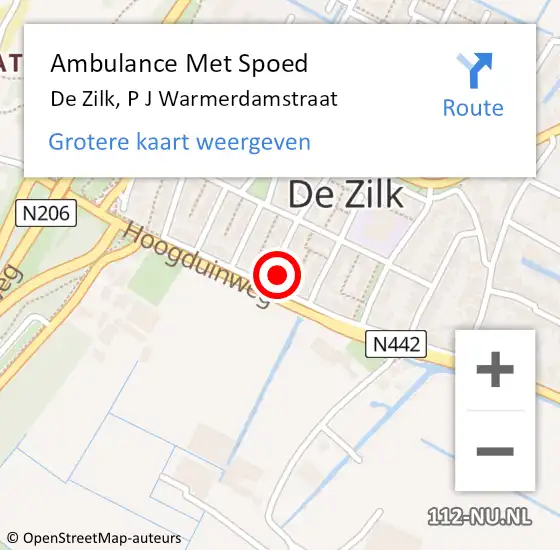 Locatie op kaart van de 112 melding: Ambulance Met Spoed Naar De Zilk, P J Warmerdamstraat op 11 februari 2014 06:38