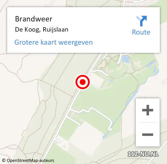 Locatie op kaart van de 112 melding: Brandweer De Koog, Ruijslaan op 26 december 2017 19:28