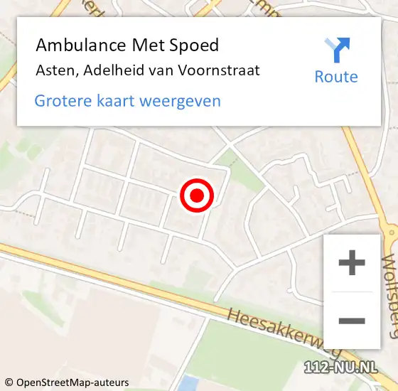 Locatie op kaart van de 112 melding: Ambulance Met Spoed Naar Asten, Adelheid van Voornstraat op 26 december 2017 19:30