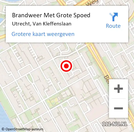 Locatie op kaart van de 112 melding: Brandweer Met Grote Spoed Naar Utrecht, Van Kleffenslaan op 26 december 2017 19:53