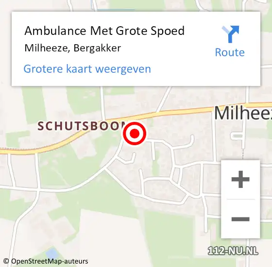 Locatie op kaart van de 112 melding: Ambulance Met Grote Spoed Naar Milheeze, Bergakker op 26 december 2017 20:07