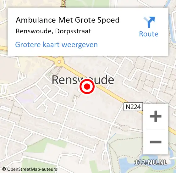 Locatie op kaart van de 112 melding: Ambulance Met Grote Spoed Naar Renswoude, Dorpsstraat op 26 december 2017 20:55