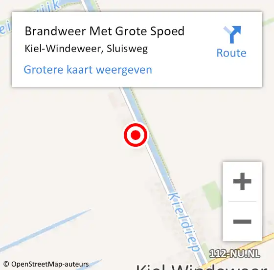 Locatie op kaart van de 112 melding: Brandweer Met Grote Spoed Naar Kiel-Windeweer, Sluisweg op 26 december 2017 21:21