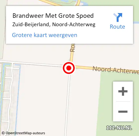 Locatie op kaart van de 112 melding: Brandweer Met Grote Spoed Naar Zuid-Beijerland, Noord-Achterweg op 26 december 2017 21:42