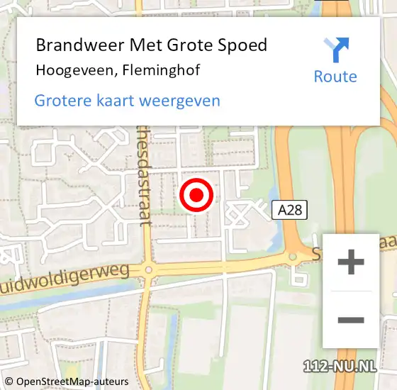 Locatie op kaart van de 112 melding: Brandweer Met Grote Spoed Naar Hoogeveen, Fleminghof op 26 december 2017 21:44