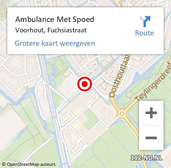 Locatie op kaart van de 112 melding: Ambulance Met Spoed Naar Voorhout, Fuchsiastraat op 26 december 2017 22:17