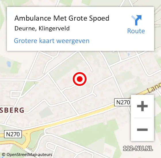 Locatie op kaart van de 112 melding: Ambulance Met Grote Spoed Naar Deurne, Klingerveld op 26 december 2017 23:00