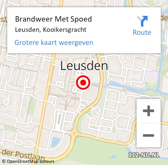 Locatie op kaart van de 112 melding: Brandweer Met Spoed Naar Leusden, Kooikersgracht op 26 december 2017 23:18