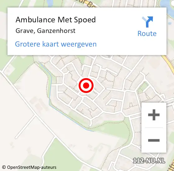 Locatie op kaart van de 112 melding: Ambulance Met Spoed Naar Grave, Ganzenhorst op 26 december 2017 23:36