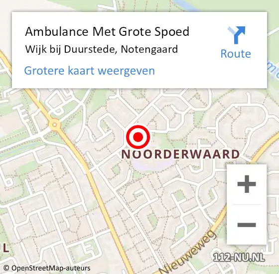 Locatie op kaart van de 112 melding: Ambulance Met Grote Spoed Naar Wijk bij Duurstede, Notengaard op 26 december 2017 23:49