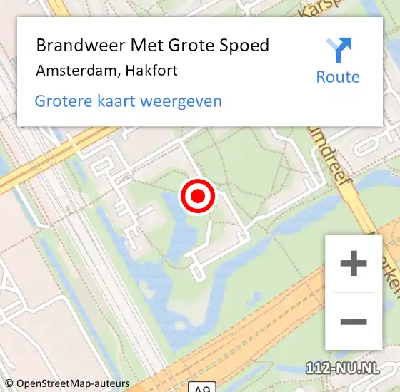 Locatie op kaart van de 112 melding: Brandweer Met Grote Spoed Naar Amsterdam, Hakfort op 27 december 2017 00:35