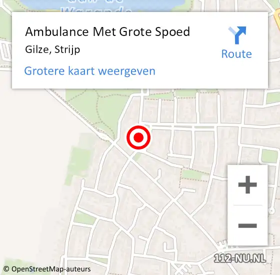 Locatie op kaart van de 112 melding: Ambulance Met Grote Spoed Naar Gilze, Strijp op 27 december 2017 01:07