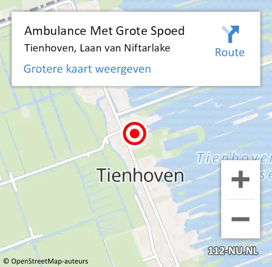 Locatie op kaart van de 112 melding: Ambulance Met Grote Spoed Naar Tienhoven, Laan van Niftarlake op 27 december 2017 01:28