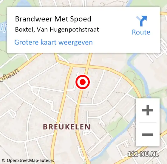 Locatie op kaart van de 112 melding: Brandweer Met Spoed Naar Boxtel, Van Hugenpothstraat op 27 december 2017 02:32