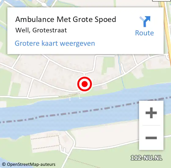 Locatie op kaart van de 112 melding: Ambulance Met Grote Spoed Naar Well, Grotestraat op 11 februari 2014 07:39