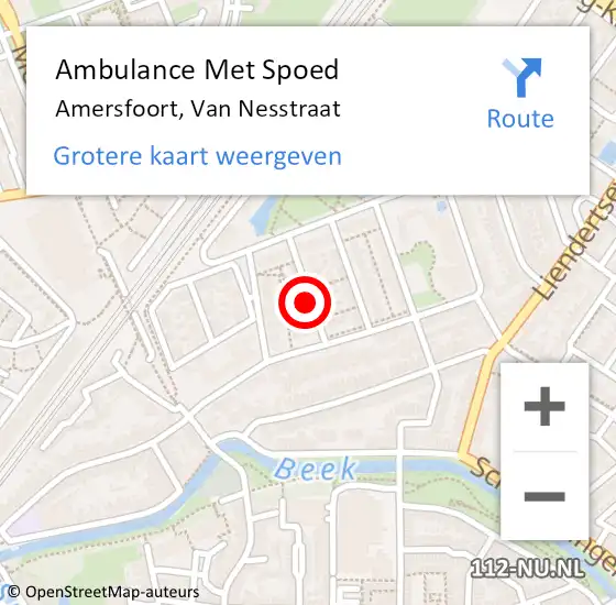 Locatie op kaart van de 112 melding: Ambulance Met Spoed Naar Amersfoort, Van Nesstraat op 27 december 2017 04:10