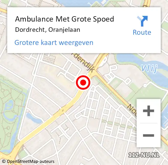 Locatie op kaart van de 112 melding: Ambulance Met Grote Spoed Naar Dordrecht, Oranjelaan op 27 december 2017 04:15