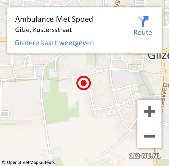 Locatie op kaart van de 112 melding: Ambulance Met Spoed Naar Gilze, Kustersstraat op 27 december 2017 08:02