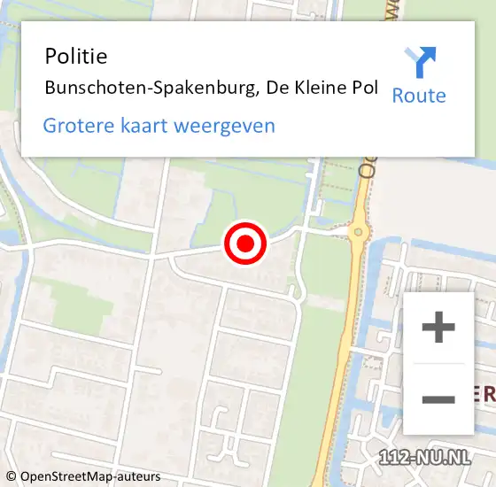 Locatie op kaart van de 112 melding: Politie Bunschoten-Spakenburg, De Kleine Pol op 11 februari 2014 07:52