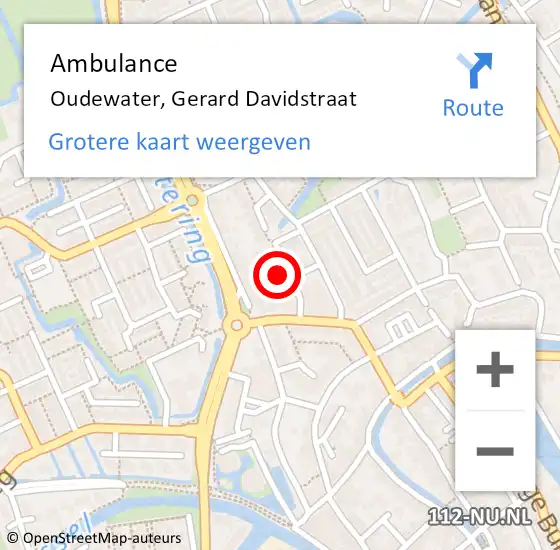 Locatie op kaart van de 112 melding: Ambulance Oudewater, Gerard Davidstraat op 27 december 2017 09:03