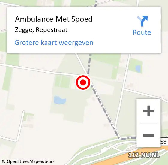 Locatie op kaart van de 112 melding: Ambulance Met Spoed Naar Zegge, Repestraat op 27 december 2017 09:30