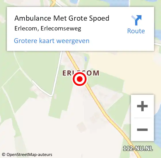 Locatie op kaart van de 112 melding: Ambulance Met Grote Spoed Naar Erlecom, Erlecomseweg op 27 december 2017 09:40