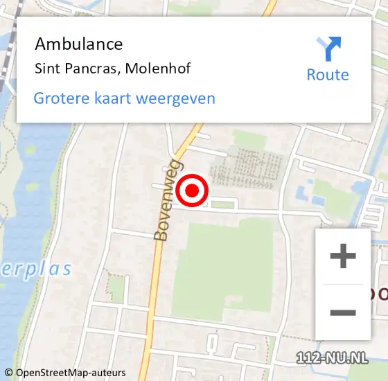 Locatie op kaart van de 112 melding: Ambulance Sint Pancras, Molenhof op 27 december 2017 10:36