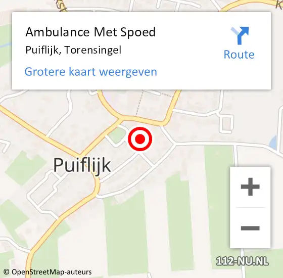 Locatie op kaart van de 112 melding: Ambulance Met Spoed Naar Puiflijk, Torensingel op 27 december 2017 12:23