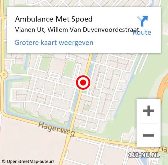 Locatie op kaart van de 112 melding: Ambulance Met Spoed Naar Vianen Ut, Willem Van Duvenvoordestraat op 27 december 2017 13:08