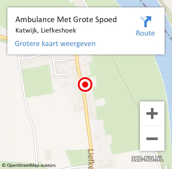 Locatie op kaart van de 112 melding: Ambulance Met Grote Spoed Naar Katwijk, Liefkeshoek op 11 februari 2014 08:27