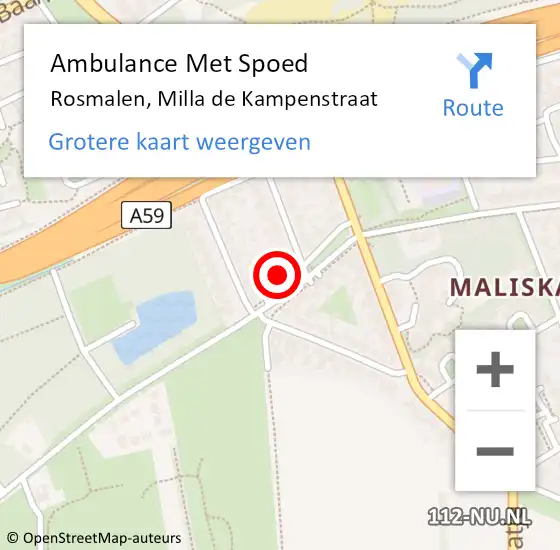 Locatie op kaart van de 112 melding: Ambulance Met Spoed Naar Rosmalen, Milla de Kampenstraat op 27 december 2017 13:17