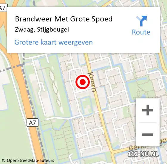 Locatie op kaart van de 112 melding: Brandweer Met Grote Spoed Naar Zwaag, Stijgbeugel op 27 december 2017 13:17