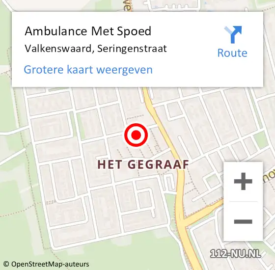 Locatie op kaart van de 112 melding: Ambulance Met Spoed Naar Valkenswaard, Seringenstraat op 27 december 2017 13:23