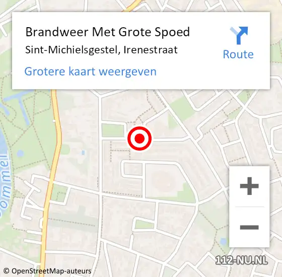 Locatie op kaart van de 112 melding: Brandweer Met Grote Spoed Naar Sint-Michielsgestel, Irenestraat op 27 december 2017 14:02