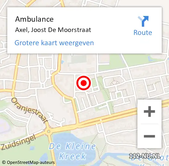 Locatie op kaart van de 112 melding: Ambulance Axel, Joost De Moorstraat op 27 december 2017 14:18