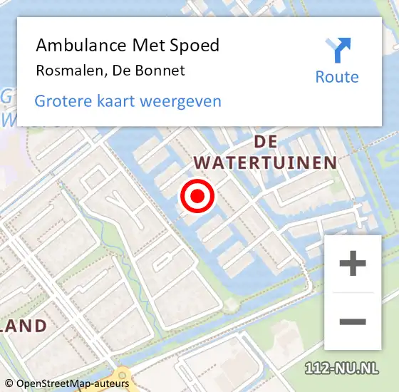 Locatie op kaart van de 112 melding: Ambulance Met Spoed Naar Rosmalen, De Bonnet op 27 december 2017 14:50