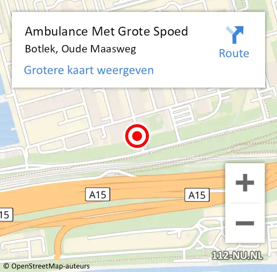 Locatie op kaart van de 112 melding: Ambulance Met Grote Spoed Naar Botlek, Oude Maasweg op 27 december 2017 15:02