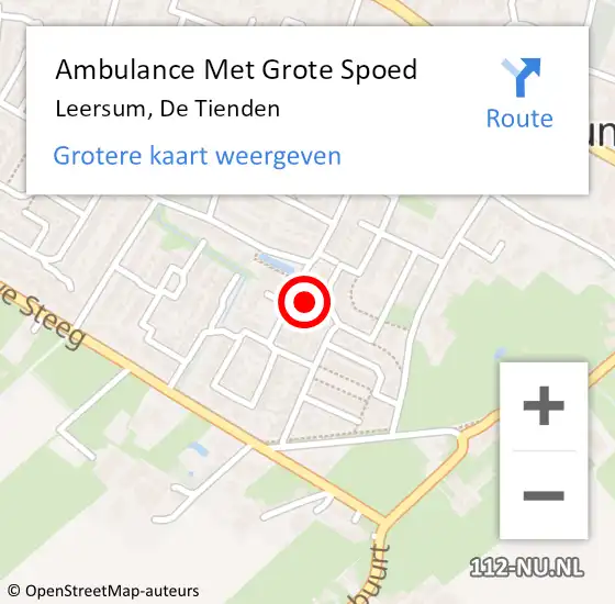 Locatie op kaart van de 112 melding: Ambulance Met Grote Spoed Naar Leersum, De Tienden op 27 december 2017 15:14