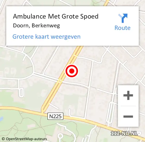 Locatie op kaart van de 112 melding: Ambulance Met Grote Spoed Naar Doorn, Berkenweg op 27 december 2017 15:18