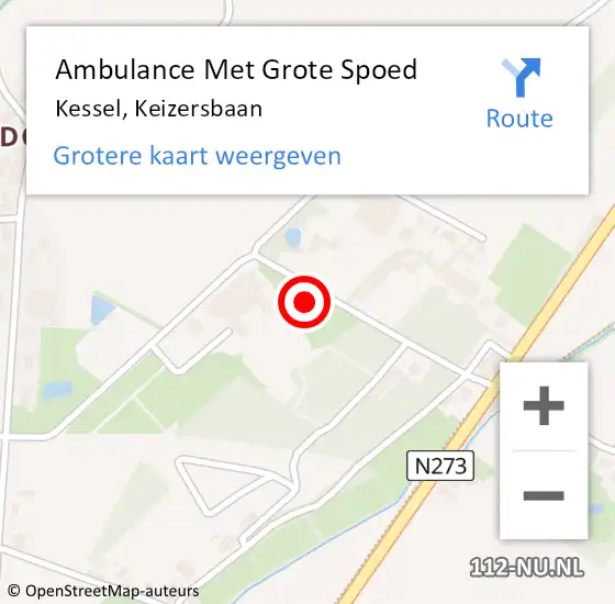 Locatie op kaart van de 112 melding: Ambulance Met Grote Spoed Naar Kessel, Keizersbaan op 27 december 2017 15:21