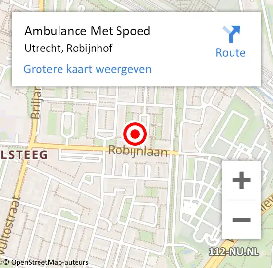 Locatie op kaart van de 112 melding: Ambulance Met Spoed Naar Utrecht, Robijnhof op 27 december 2017 15:24